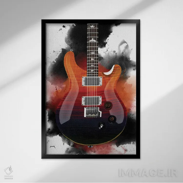 تابلو دکوراتیو گیتار آل اثر پاپ کالت پوسترز - نمای قابدار مشکی