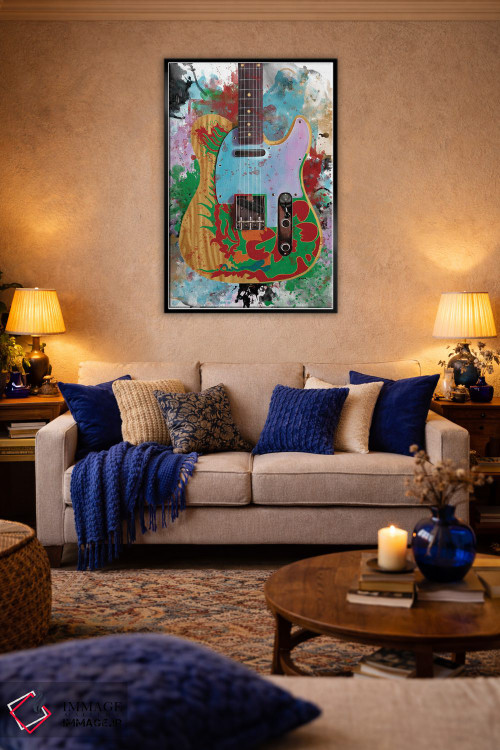 تابلو دکوراتیو گیتار اژدها جیمی پیج اثر پاپ کالت پوسترز - D4B