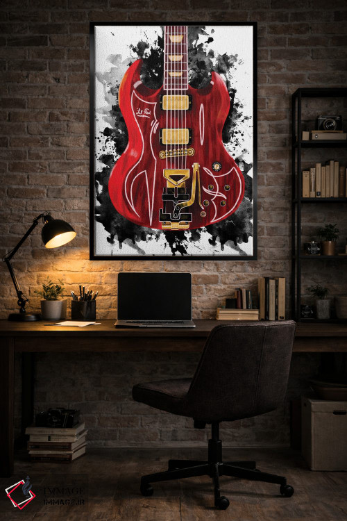 تابلو دکوراتیو گیتار کوچک قرمز بیلی گیبون اثر پاپ کالت پوسترز - D4B