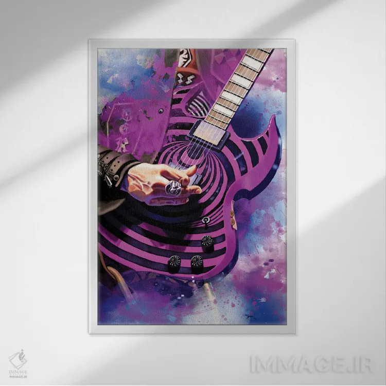 تابلو دکوراتیو گیتار زاک اثر پاپ کالت پوسترز - نمای قابدار سفید