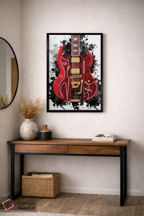 تابلو دکوراتیو گیتار کوچک قرمز بیلی گیبون اثر پاپ کالت پوسترز - D3B