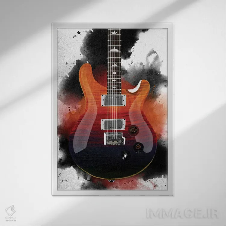 تابلو دکوراتیو گیتار آل اثر پاپ کالت پوسترز - نمای قابدار سفید