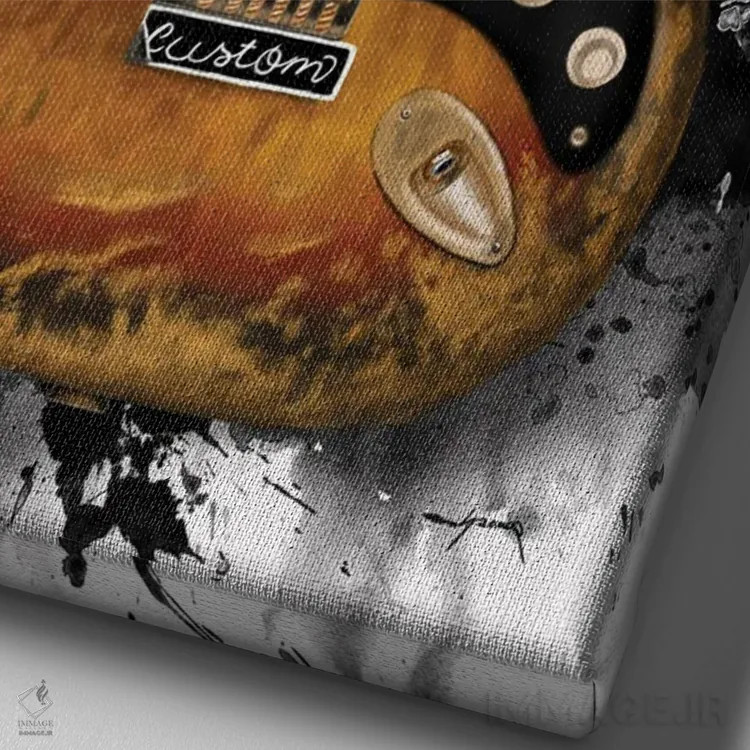 تابلو دکوراتیو گیتار استیوی اثر پاپ کالت پوسترز - نمای نزدیک بافت بوم