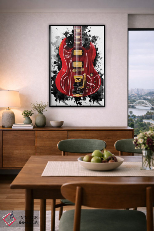 تابلو دکوراتیو گیتار کوچک قرمز بیلی گیبون اثر پاپ کالت پوسترز - D6B