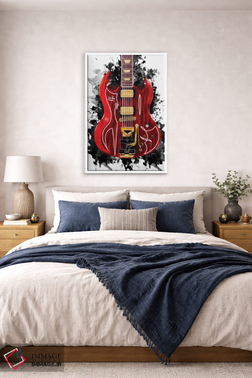 تابلو دکوراتیو گیتار کوچک قرمز بیلی گیبون اثر پاپ کالت پوسترز - D5W