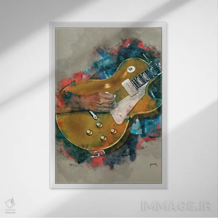 تابلو دکوراتیو گیتار جان فوگرتی اثر پاپ کالت پوسترز - نمای قابدار سفید