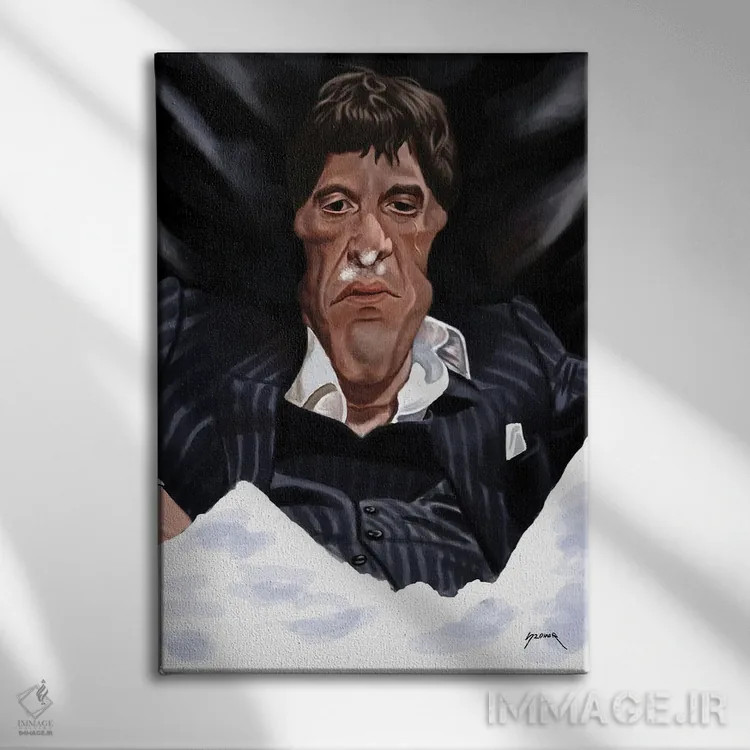 تابلو دکوراتیو صورت زخمی اثر پاپ کالت پوسترز - نمای روبهرو روی دیوار