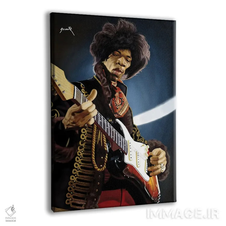 تابلو دکوراتیو کاریکاتور جیمی هندریکس اثر پاپ کالت پوسترز - نمای پرسپکتیو محصول