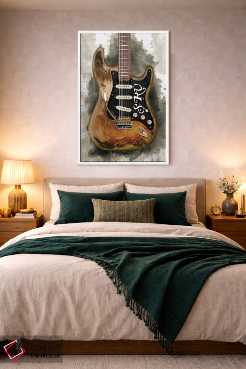 تابلو دکوراتیو گیتار برقی وینتج استیوی ری واهان اثر پاپ کالت پوسترز - D1W