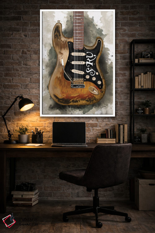 تابلو دکوراتیو گیتار برقی وینتج استیوی ری واهان اثر پاپ کالت پوسترز - D3W