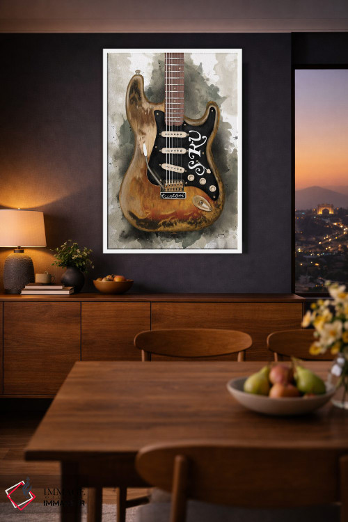 تابلو دکوراتیو گیتار برقی وینتج استیوی ری واهان اثر پاپ کالت پوسترز - D2W