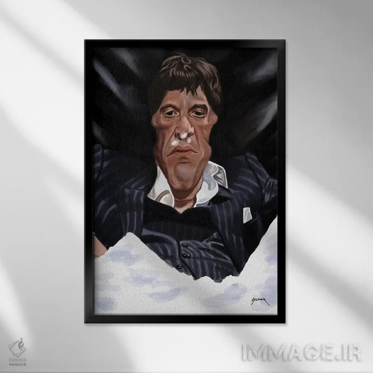 تابلو دکوراتیو صورت زخمی اثر پاپ کالت پوسترز - نمای قابدار مشکی