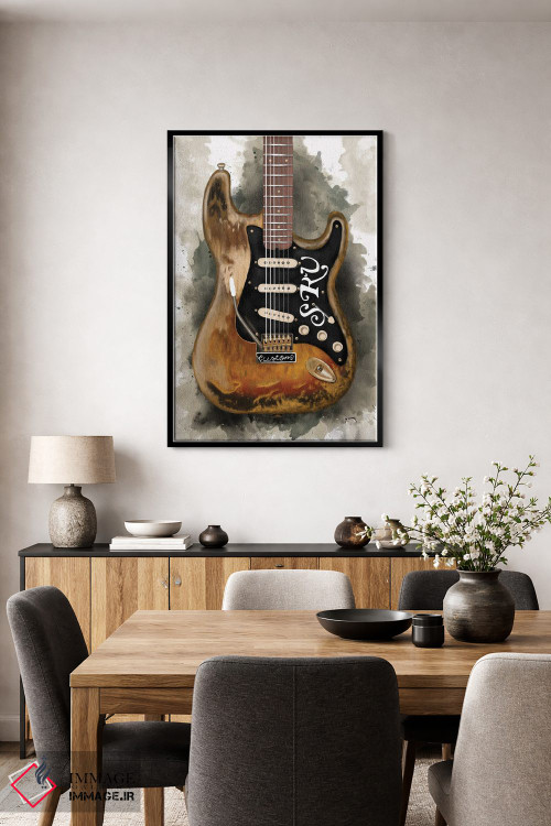 تابلو دکوراتیو گیتار برقی وینتج استیوی ری واهان اثر پاپ کالت پوسترز - D5B