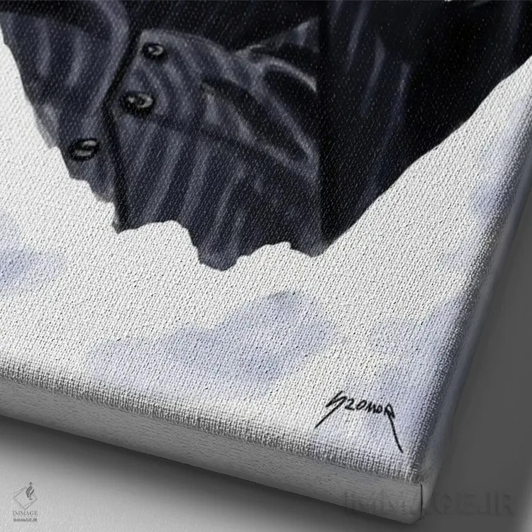 تابلو دکوراتیو صورت زخمی اثر پاپ کالت پوسترز - نمای نزدیک بافت بوم