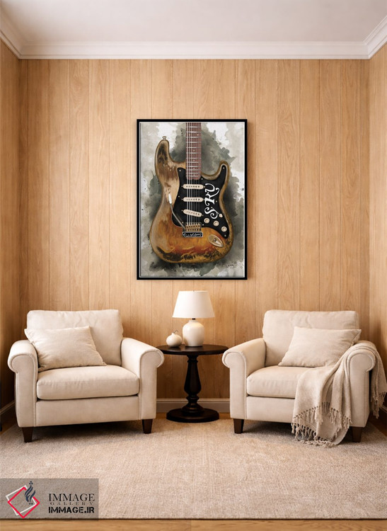 تابلو دکوراتیو گیتار برقی وینتج استیوی ری واهان اثر پاپ کالت پوسترز - D4B
