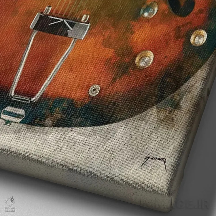 تابلو دکوراتیو گیتار جان لنون اثر پاپ کالت پوسترز - نمای نزدیک بافت بوم