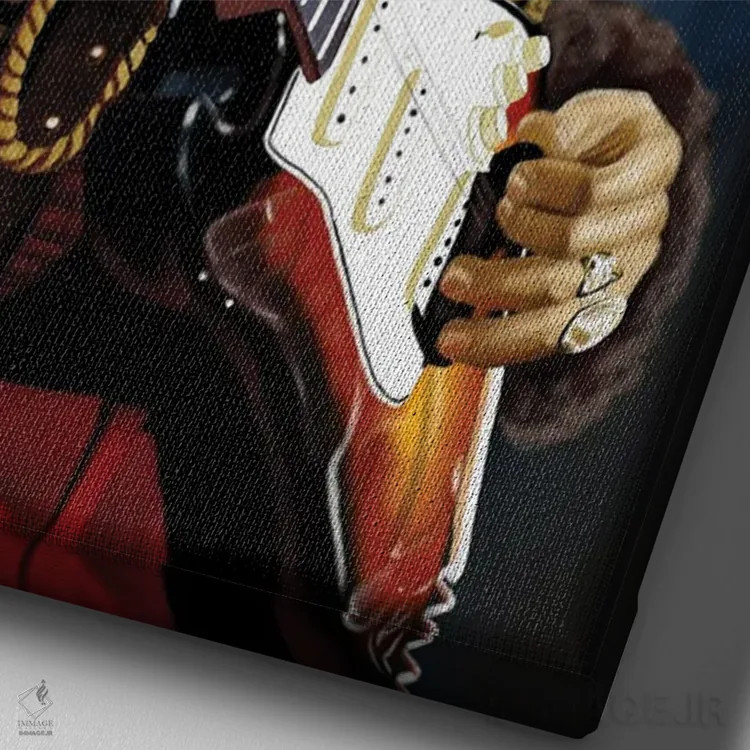 تابلو دکوراتیو کاریکاتور جیمی هندریکس اثر پاپ کالت پوسترز - نمای نزدیک بافت بوم