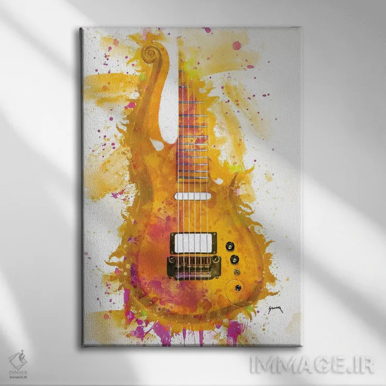 تابلو دکوراتیو گیتار کلود پرنس I اثر پاپ کالت پوسترز - نمای روبهرو روی دیوار