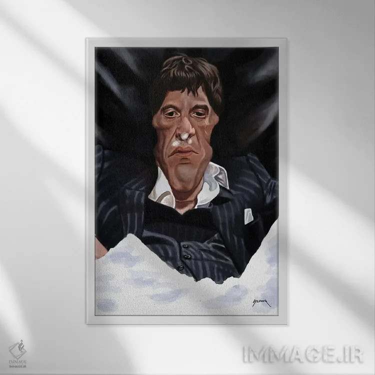 تابلو دکوراتیو صورت زخمی اثر پاپ کالت پوسترز - نمای قابدار سفید