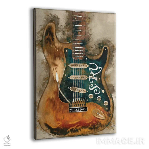 تابلو دکوراتیو گیتار استیوی ری واهان اثر پاپ کالت پوسترز - نمای پرسپکتیو محصول