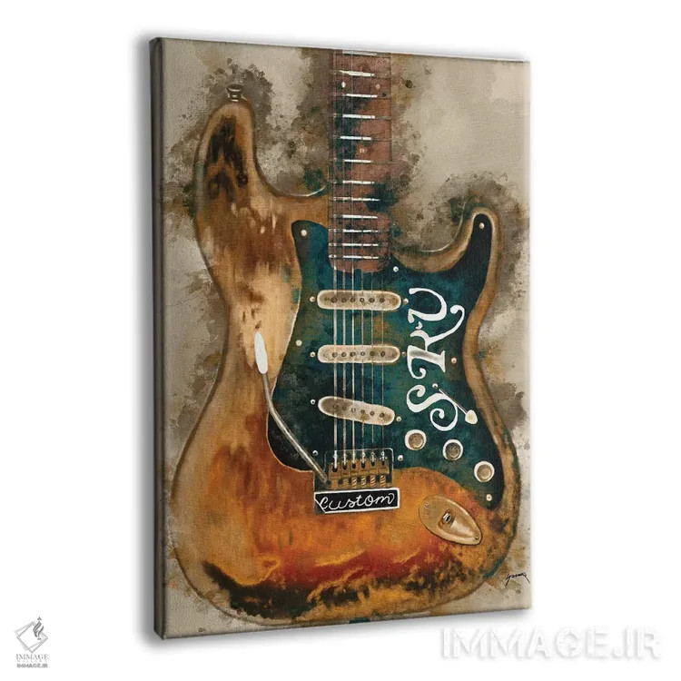 تابلو دکوراتیو گیتار استیوی ری واهان اثر پاپ کالت پوسترز - نمای پرسپکتیو محصول