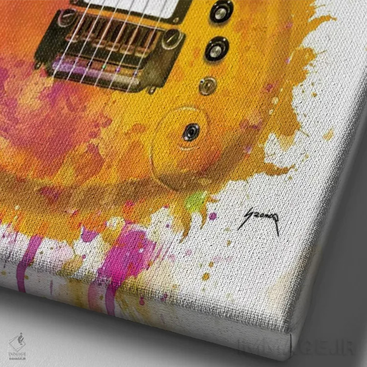 تابلو دکوراتیو گیتار کلود پرنس I اثر پاپ کالت پوسترز - نمای نزدیک بافت بوم