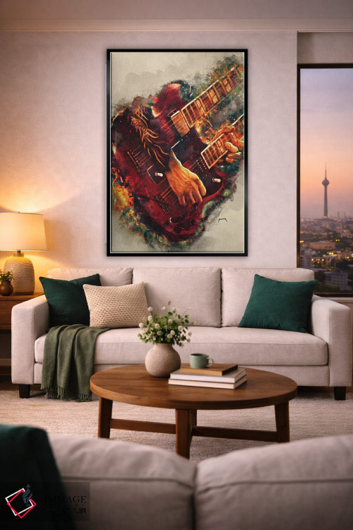 تابلو دکوراتیو گیتار برقی جیمی پیج اثر پاپ کالت پوسترز - D2B
