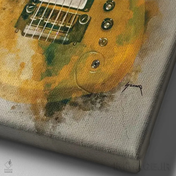 تابلو دکوراتیو گیتار کلود پرنس II اثر پاپ کالت پوسترز - نمای نزدیک بافت بوم