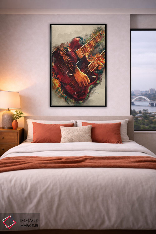 تابلو دکوراتیو گیتار برقی جیمی پیج اثر پاپ کالت پوسترز - D4B