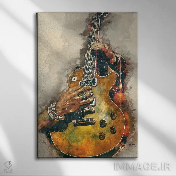تابلو دکوراتیو گیتار برقی اسلش اثر پاپ کالت پوسترز - نمای روبهرو روی دیوار