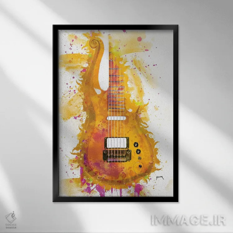 تابلو دکوراتیو گیتار کلود پرنس I اثر پاپ کالت پوسترز - نمای قابدار مشکی
