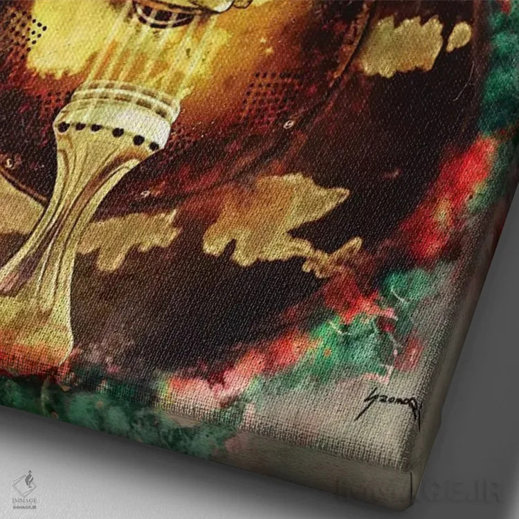 تابلو دکوراتیو گیتار روی گالاجر اثر پاپ کالت پوسترز - نمای نزدیک بافت بوم