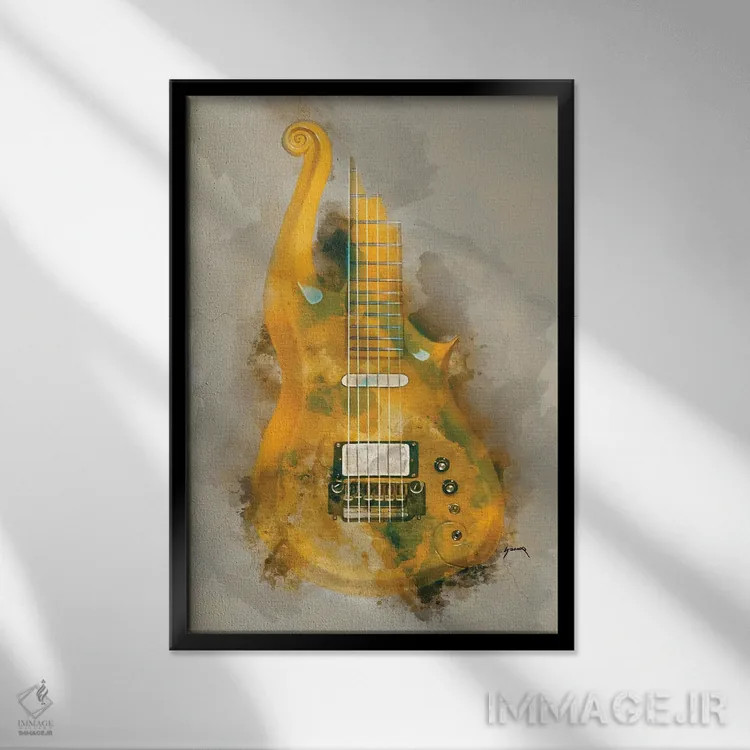تابلو دکوراتیو گیتار کلود پرنس II اثر پاپ کالت پوسترز - نمای قابدار مشکی