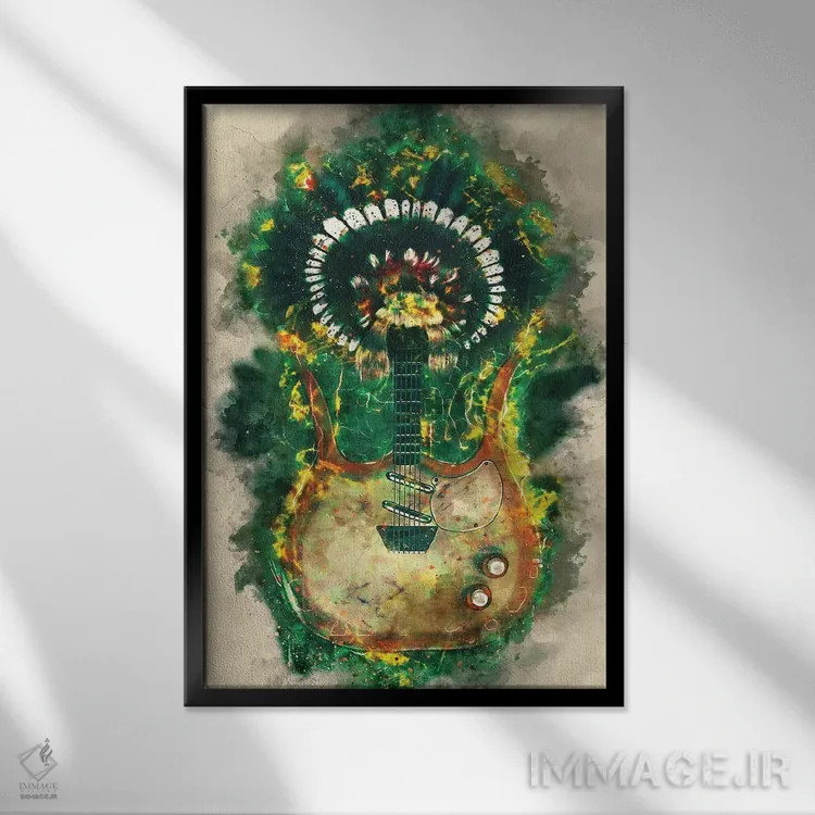 تابلو دکوراتیو گیتار برقی لینک ری اثر پاپ کالت پوسترز - نمای قابدار مشکی