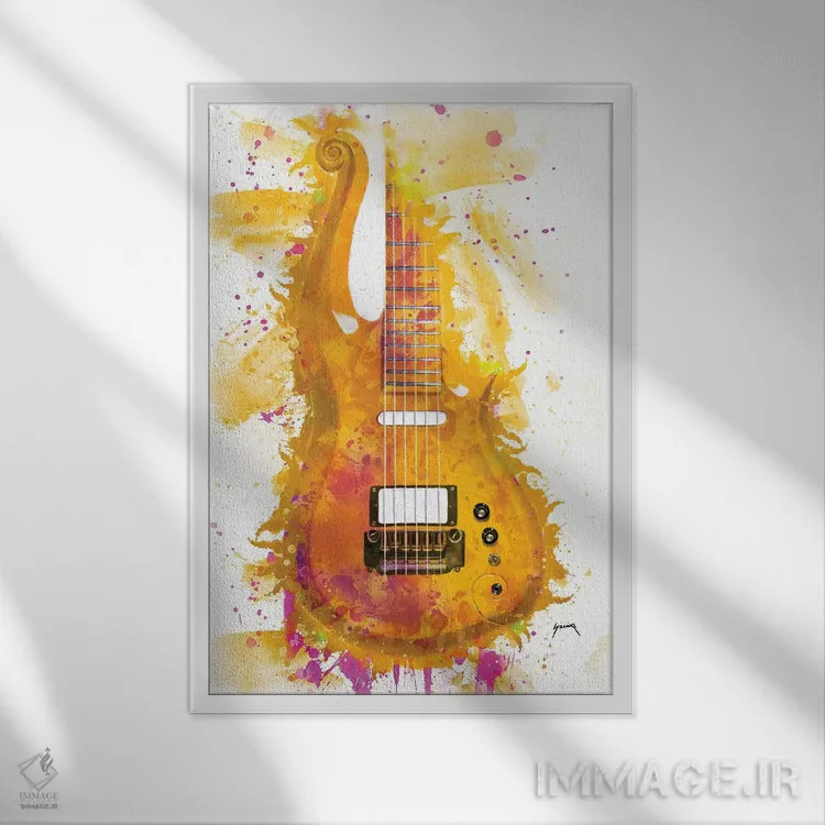تابلو دکوراتیو گیتار کلود پرنس I اثر پاپ کالت پوسترز - نمای قابدار سفید