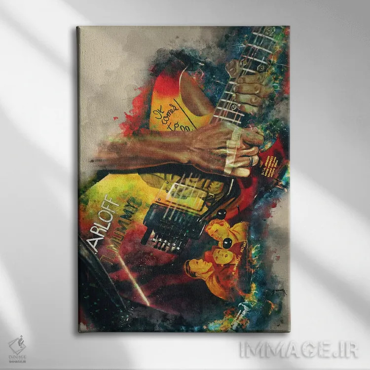 تابلو دکوراتیو گیتار برقی کرک همت اثر پاپ کالت پوسترز - نمای روبهرو روی دیوار