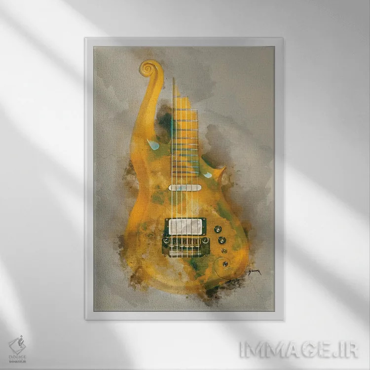 تابلو دکوراتیو گیتار کلود پرنس II اثر پاپ کالت پوسترز - نمای قابدار سفید