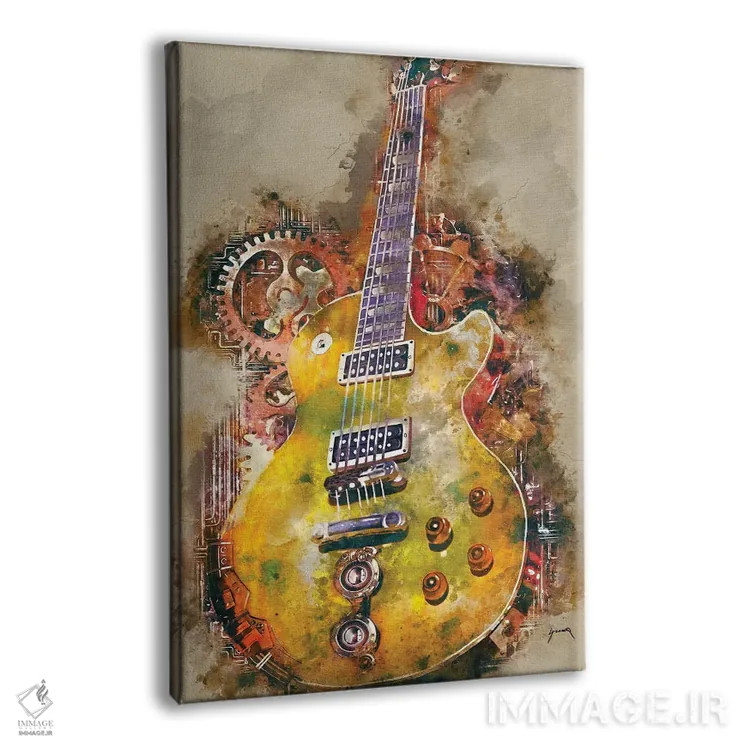 تابلو دکوراتیو گیتار استیم پانک اسلش اثر پاپ کالت پوسترز - نمای پرسپکتیو محصول