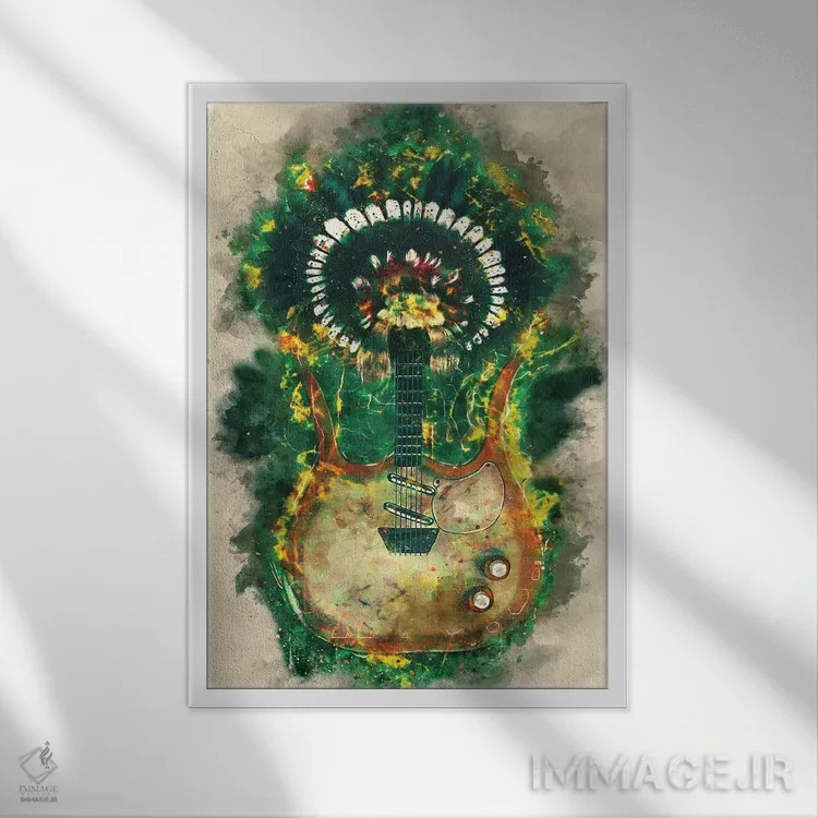 تابلو دکوراتیو گیتار برقی لینک ری اثر پاپ کالت پوسترز - نمای قابدار سفید