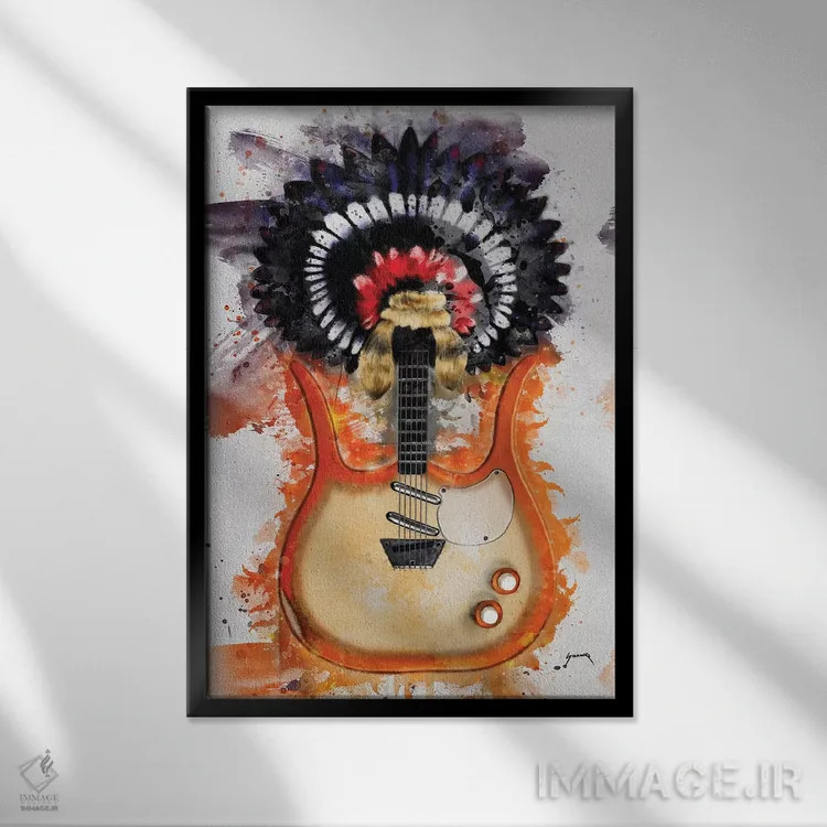 تابلو دکوراتیو گیتار لینک ری II اثر پاپ کالت پوسترز - نمای قابدار مشکی