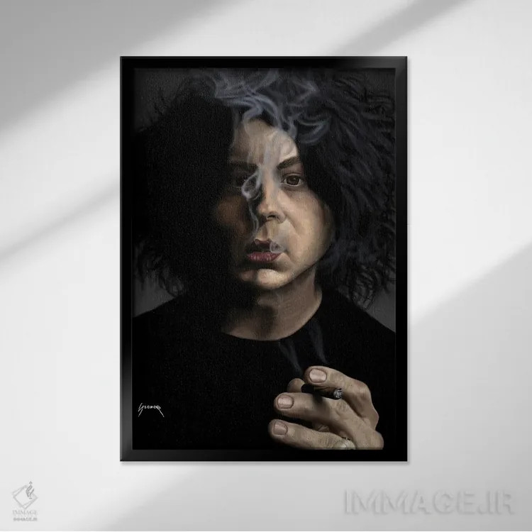 تابلو دکوراتیو جک وایت III اثر پاپ کالت پوسترز - نمای قابدار مشکی