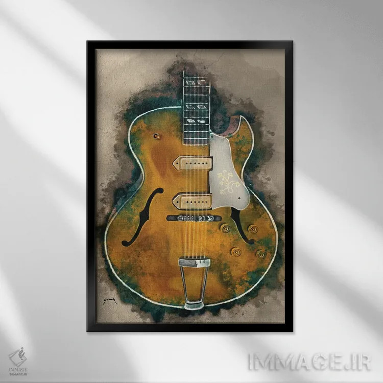 تابلو دکوراتیو گیتار اسکاٹی مور اثر پاپ کالت پوسترز - نمای قابدار مشکی