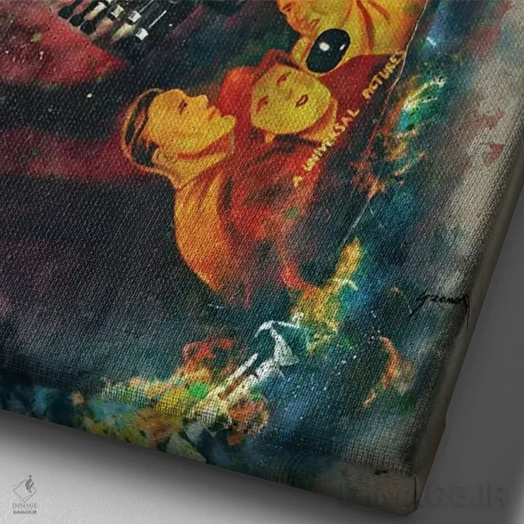 تابلو دکوراتیو گیتار برقی کرک همت اثر پاپ کالت پوسترز - نمای نزدیک بافت بوم