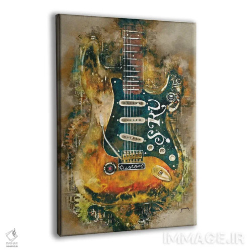 تابلو دکوراتیو گیتار استیم پانک استیوی ری اثر پاپ کالت پوسترز - نمای پرسپکتیو محصول