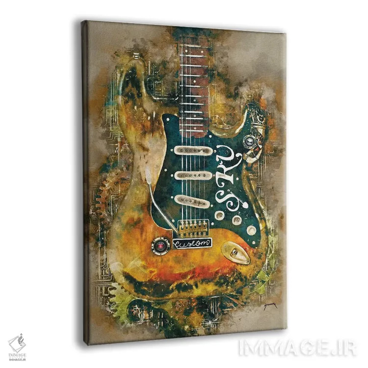 تابلو دکوراتیو گیتار استیم پانک استیوی ری اثر پاپ کالت پوسترز - نمای پرسپکتیو محصول