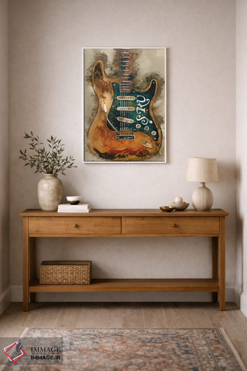 تابلو دکوراتیو گیتار استیوی ری واهان اثر پاپ کالت پوسترز - D1W