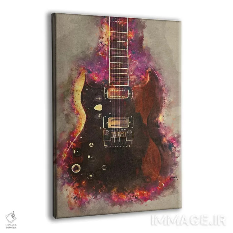 تابلو دکوراتیو گیتار تونی ایومنی اثر پاپ کالت پوسترز - نمای پرسپکتیو محصول