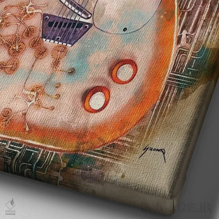 تابلو دکوراتیو گیتار استیم پانک لینک ری اثر پاپ کالت پوسترز - نمای نزدیک بافت بوم