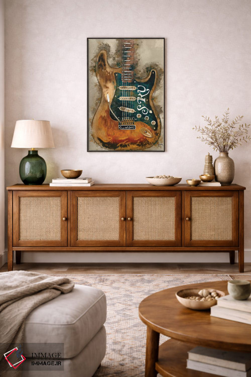 تابلو دکوراتیو گیتار استیوی ری واهان اثر پاپ کالت پوسترز - D3B