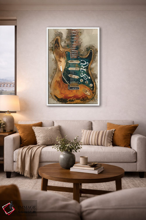 تابلو دکوراتیو گیتار استیوی ری واهان اثر پاپ کالت پوسترز - D2W
